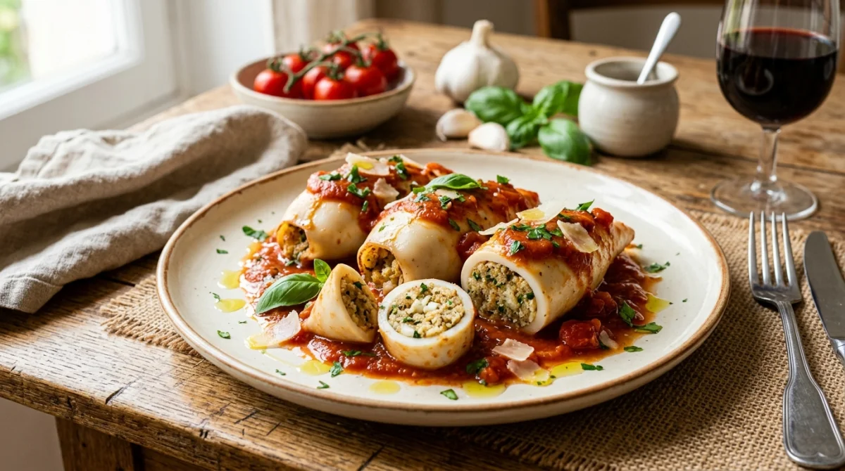 recette encornets farcis à l'italienne