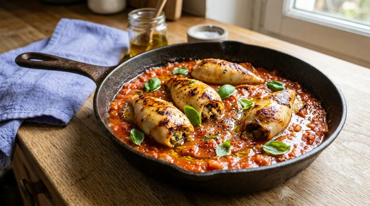 recette encornets farcis à l'italienne