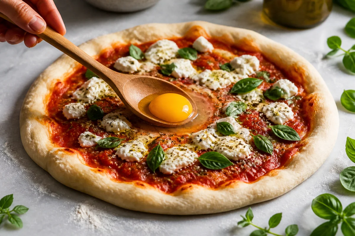 quand mettre l'oeuf sur la pizza